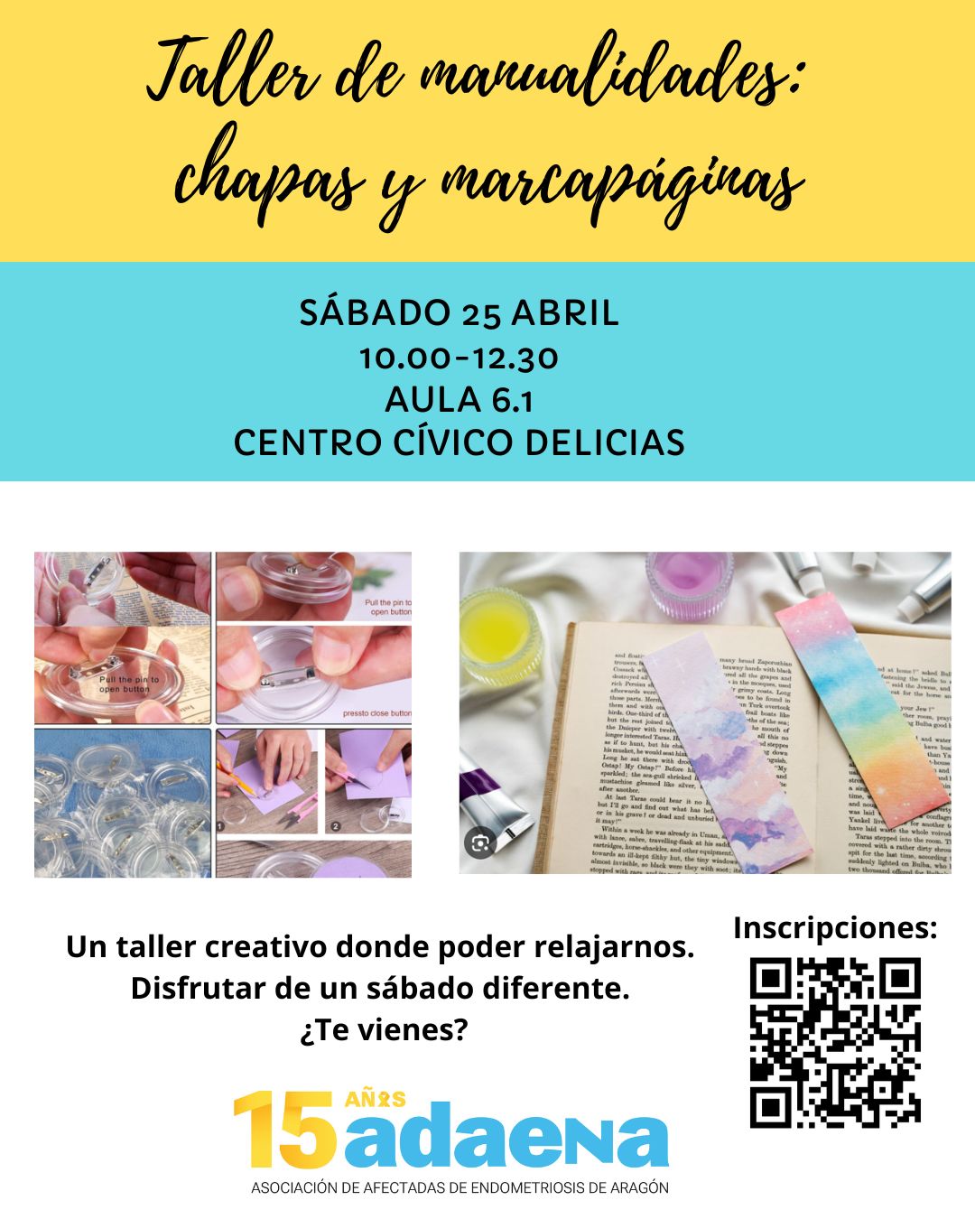 Taller chapas y marcapáginas asociación endometriosis